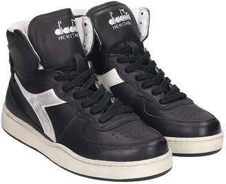Diadora Basket Used Sneakers In Black Leather