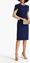 Thumbnail for your product : Jenny Packham Tulle-paneled draped silk-crepe midi dress