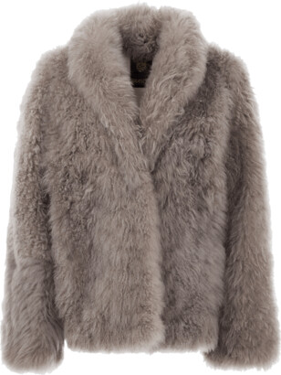 Gorski Belted Cashmere Goat Fur Jacket
