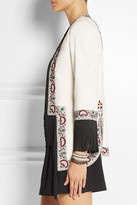 Thumbnail for your product : Talitha Embroidered fringed silk-twill jacket