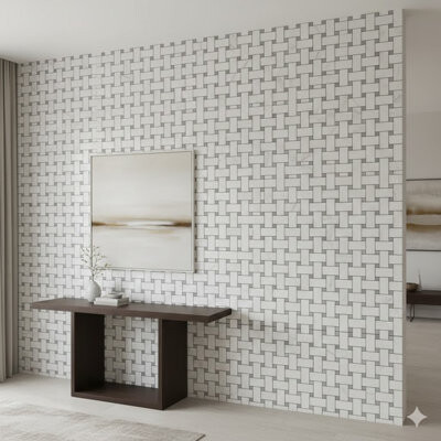 Mango Tile 12" X 12" Marble Basket Weave 8mm Mosaic Mg6010 Wall & Floor Tile(5pcs/box)