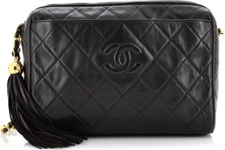 CHANEL, Bags, Chanel Vintage Diamond Cc Camera Bag Diagonal Quilted  Leather Medium Black