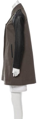 Elizabeth and James Leather-Accented Double-Breasted Coat