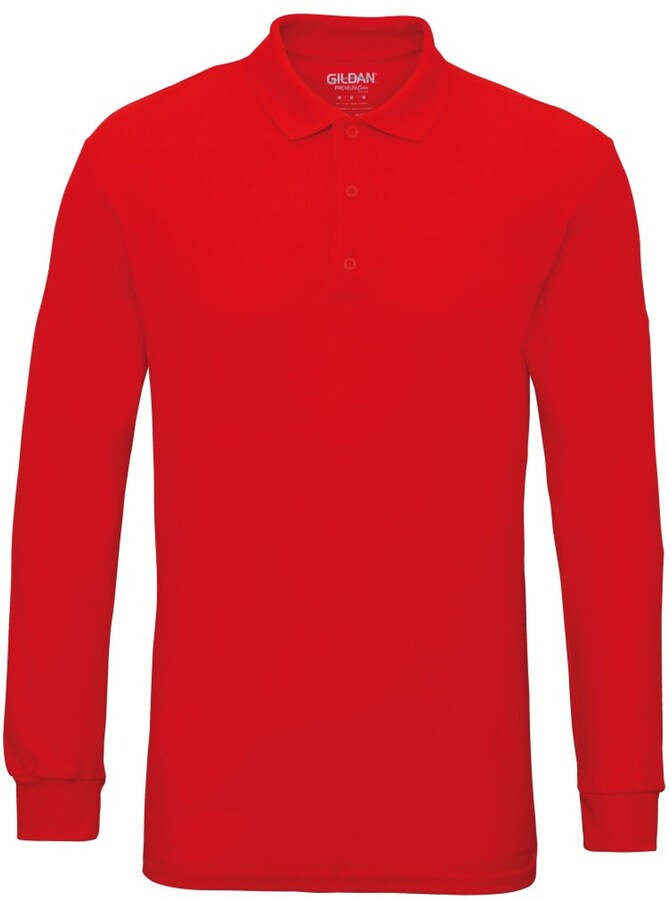 Gildan Mens Premium Cotton Sport Double Pique Polo Shirt Red 2XL