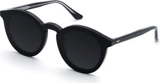 Krewe Collins Round Monochromatic Acetate Sunglasses w/ Nylon Overlay Lens