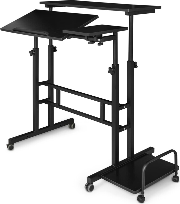 MoNiBloom Mobile Standing Desk Adjustable Height Workstation Rolling
