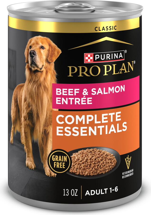 Purina Pro Plan Grain Free Wet Dog Food, Classic Beef and Salmon Entrée, 13 oz Cans (12 Pack)