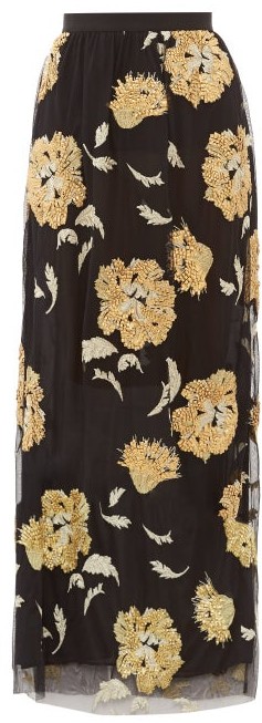 gold tulle maxi skirt