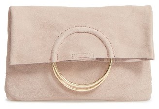 Sole Society Maron Foldover Suede Clutch - Pink