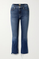 Thumbnail for your product : Mother The Insider Cropped Frayed High-rise Flared Jeans - Mid denim