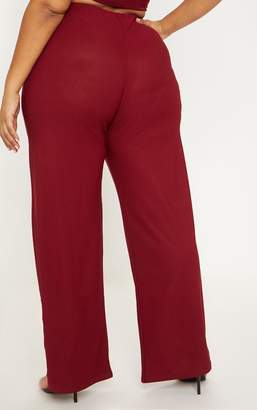 PrettyLittleThing Plus Chocolate Brown High Waisted Wide Leg Trousers