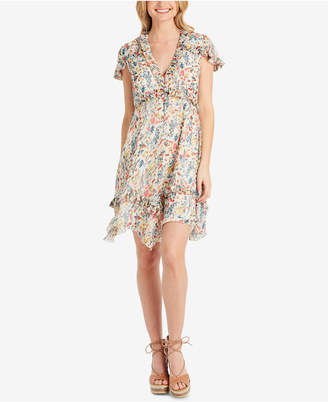 Jessica Simpson Juniors' Floral-Print Ruffle-Trim Dress