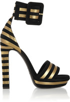 Thumbnail for your product : Saint Laurent Striped suede and metallic-leather sandals