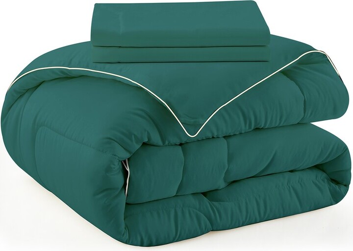 UNIKOME All-Seasons Silky Down Alternative Comforter Set with Sateen Wrapping