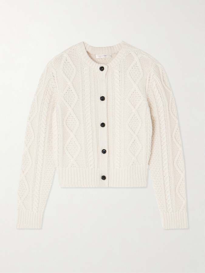 Frame Cable-knit Cashmere Cardigan - Cream