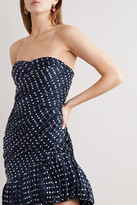 Thumbnail for your product : Tory Burch Strapless Pleated Polka-dot Silk-satin Jacquard Mini Dress - Navy