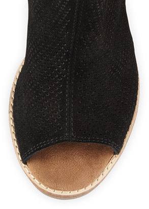Toms Majorca Perforated Suede Bootie, Black