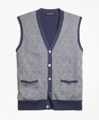 Brooks Brothers Supima® Cotton Cashmere Glen Plaid Button-Front Vest