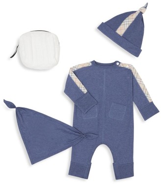 Burberry Baby Boy's Colby Four-Piece Coverall, Hat, Bib & Pouch Set