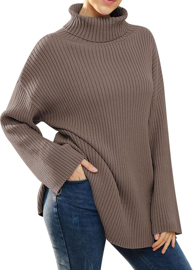 Chunky Knitted Jumpers for Women Ladies Oversized Roll Neck Cable
