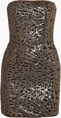 HANEY Naomi strapless sequined tulle mini dress