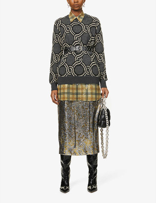 Dries Van Noten Chain-pattern wool and alpaca-blend jumper