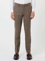 Thumbnail for your product : Topman Brown Check Skinny Fit Suit Pants