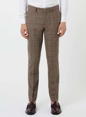Topman Brown Check Skinny Fit Suit Pants