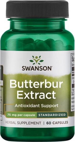 Swanson Health Products Swanson Herbal Supplements Butterbur Extract - Standardized 75 mg 60 Caps.