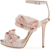 Thumbnail for your product : Sophia Webster Bella Faux-Fur Ankle-Wrap Sandal, Pink