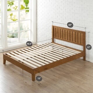 Zinus Priage By Rustic Pine Deluxe Wood, Priage By Zinus Deluxe Antique Espresso Wood Platform Bed With Headboard