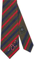 Thumbnail for your product : Gucci Striped silk tie with Kingsnake