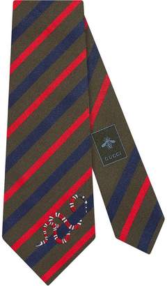 Gucci Striped silk tie with Kingsnake