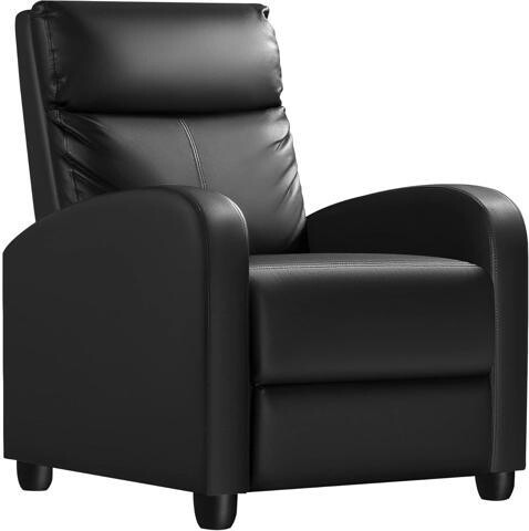STARWELL Homall Modern Recliner Chair Padded Seat Pu Leather for Living Room Single Sofa Recliner Seat Club Chair Home Theater Seating (Black)