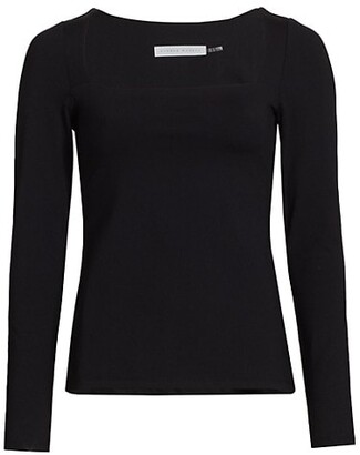 Susana Monaco Long Sleeve Square Neck Top - ShopStyle