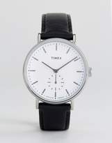 Thumbnail for your product : Timex Fairfield Sub-Second Leather Watch In Black