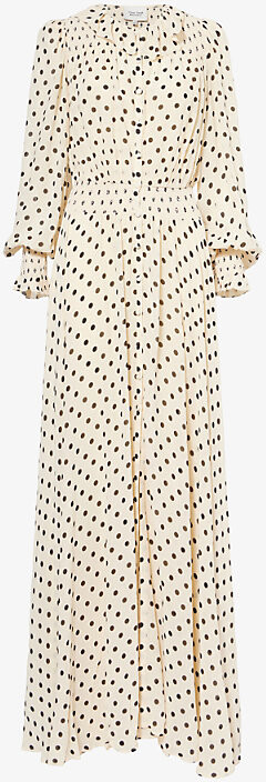 Reformation Womens Sugar Dot x Nara Smith Ruffle Polka-Dot Woven Midi Dress 12