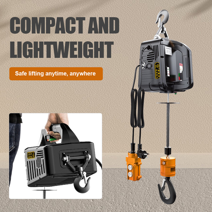 Portable Small Crane Home Lifting Machine Mini Electric Hoist 220V 1500W Mini Remote Control Air Conditioner Crane