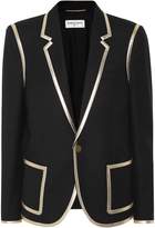 Thumbnail for your product : Saint Laurent Leather-trimmed wool blazer