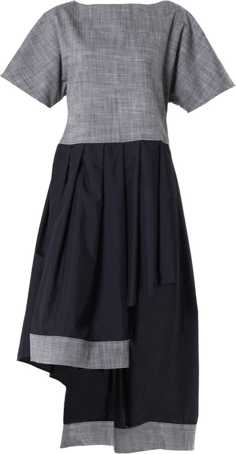 Metamorphoza Grey Two-Toned Asymmetrical Denim Tunic Dress