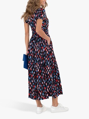 Jolie Moi Geometric Print Midi Dress, Navy/Multi