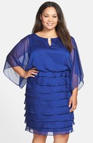 Thumbnail for your product : London Times Embellished Flutter Sleeve Tiered Skirt Blouson Dress (Plus Size)