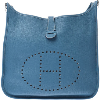 Hermes Blue Leather Evelyne III GM Shoulder Bag