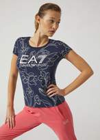 Thumbnail for your product : Emporio Armani Ea7 Floral Stretch Cotton Jersey T-Shirt
