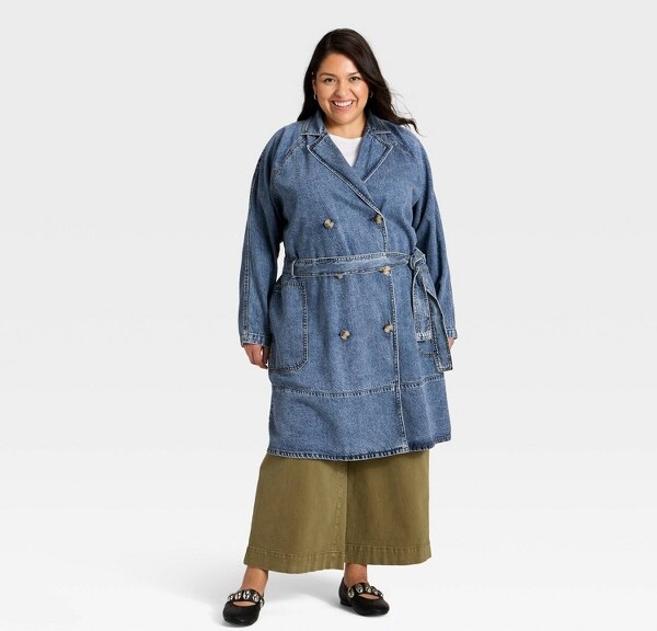 Ava & Viv Women'sDenimTrenchCoat-Ava&Viv™MediumWashXXL