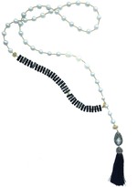 Thumbnail for your product : Farra Natural Freshwater Gray Pearls & Black Coral With Rhinestone Tassel Y-Shaped Necklace