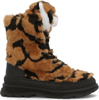Dolce & Gabbana Children Tiger-shaped faux-fur boots
