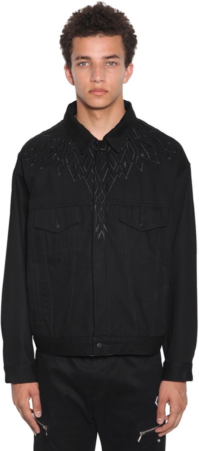 Marcelo Burlon County of Milan Embroidered Wings Cotton Denim Jacket -  ShopStyle
