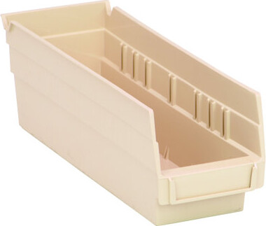 Quantum Storage Systems Economy Shelf Bin, nesting, (7) divider slots, rear hanglock, molded-in label holder, polypropylene, case of 36