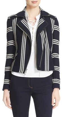 Veronica Beard Women's Bailey Stripe Knit Moto Jacket